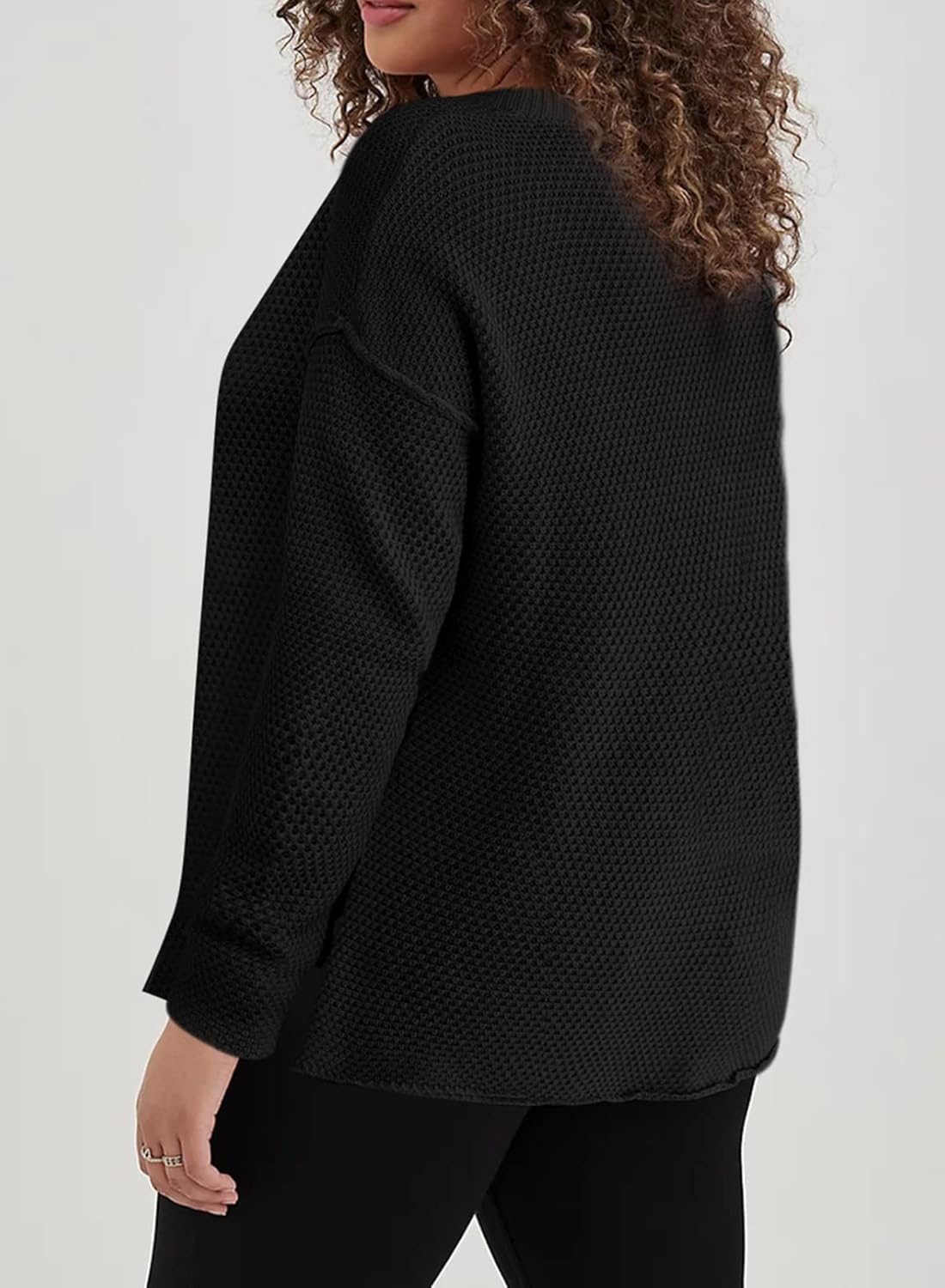 Womens Plus Size Sweaters Casual Long Sleeve Loose V Neck Button Henley Tops