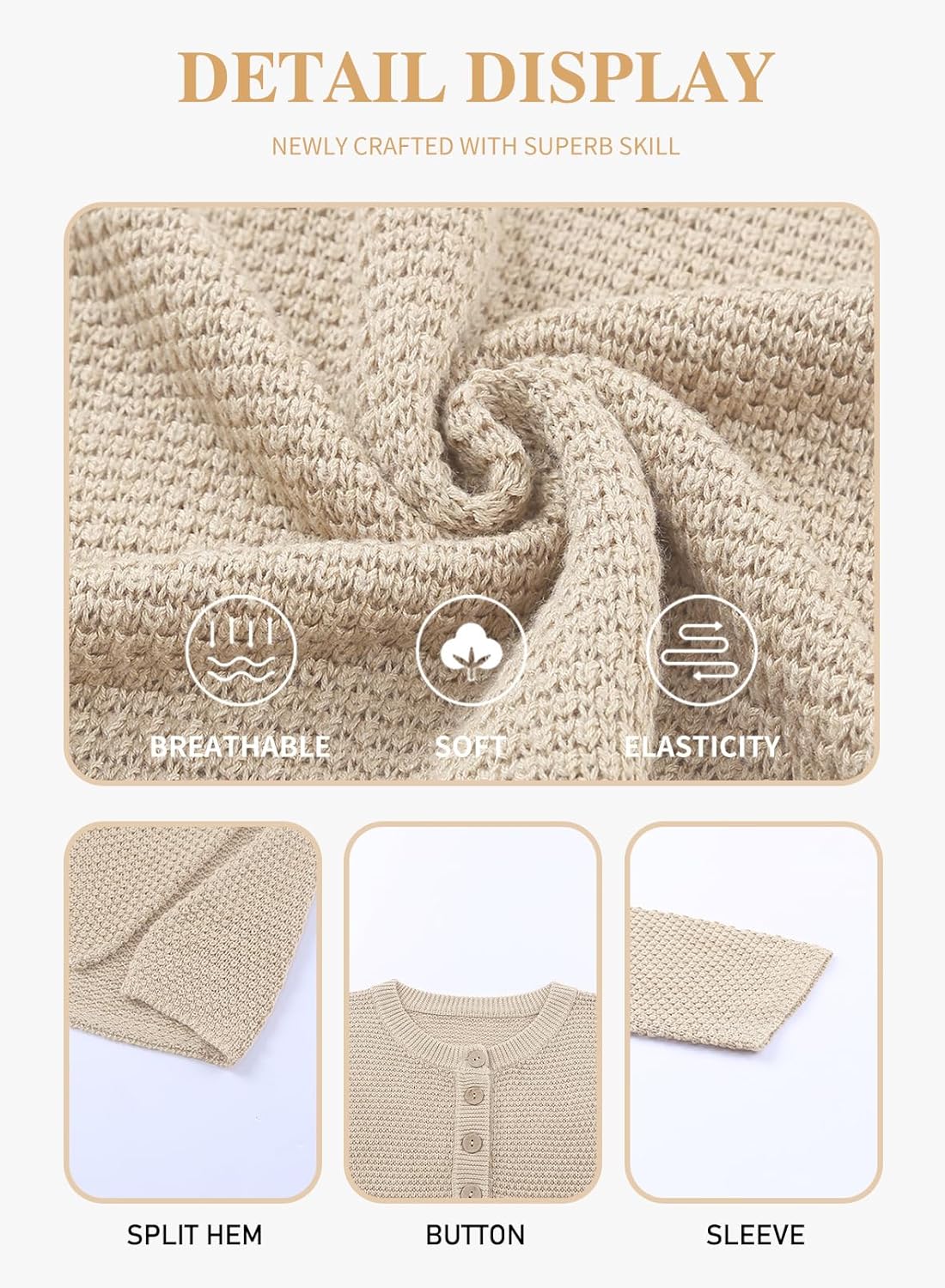 Womens Plus Size Sweaters Casual Long Sleeve Loose V Neck Button Henley Tops