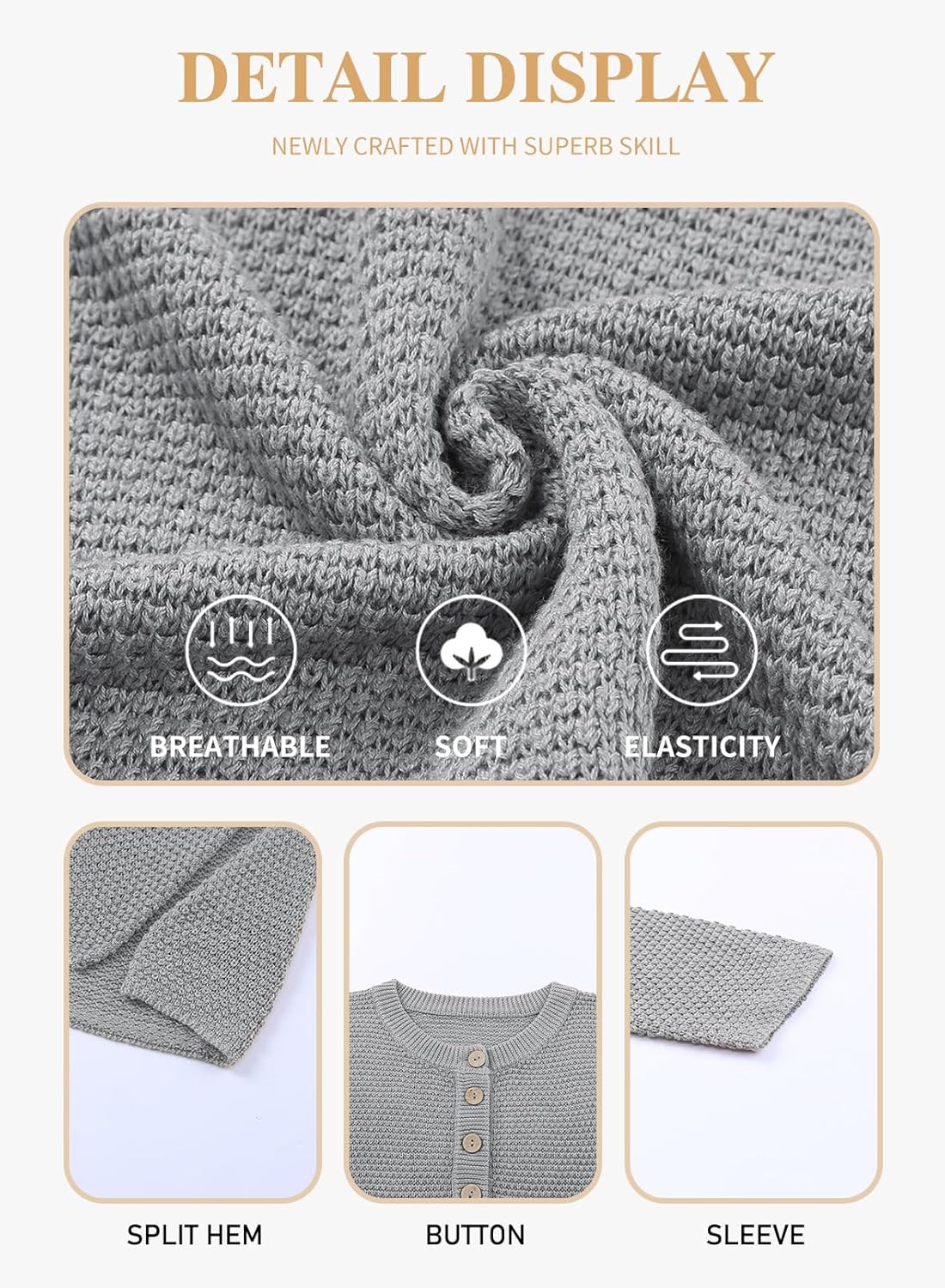 Womens Plus Size Sweaters Casual Long Sleeve Loose V Neck Button Henley Tops