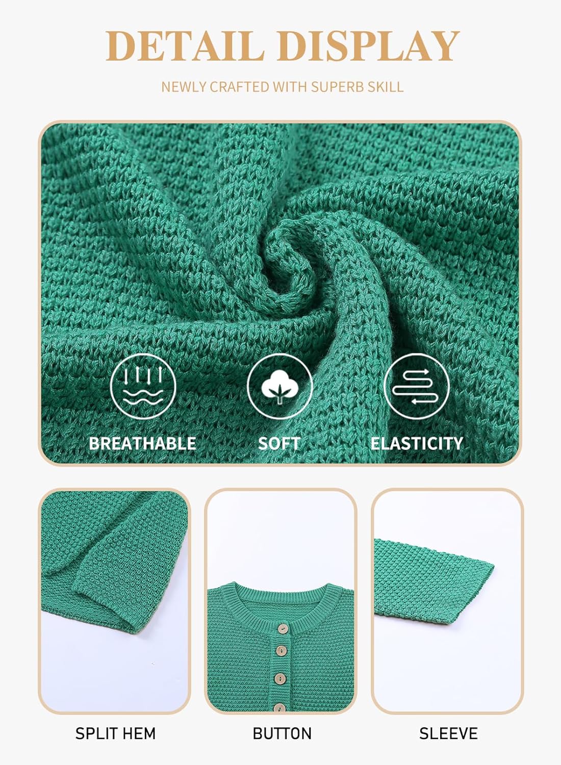 Womens Plus Size Sweaters Casual Long Sleeve Loose V Neck Button Henley Tops