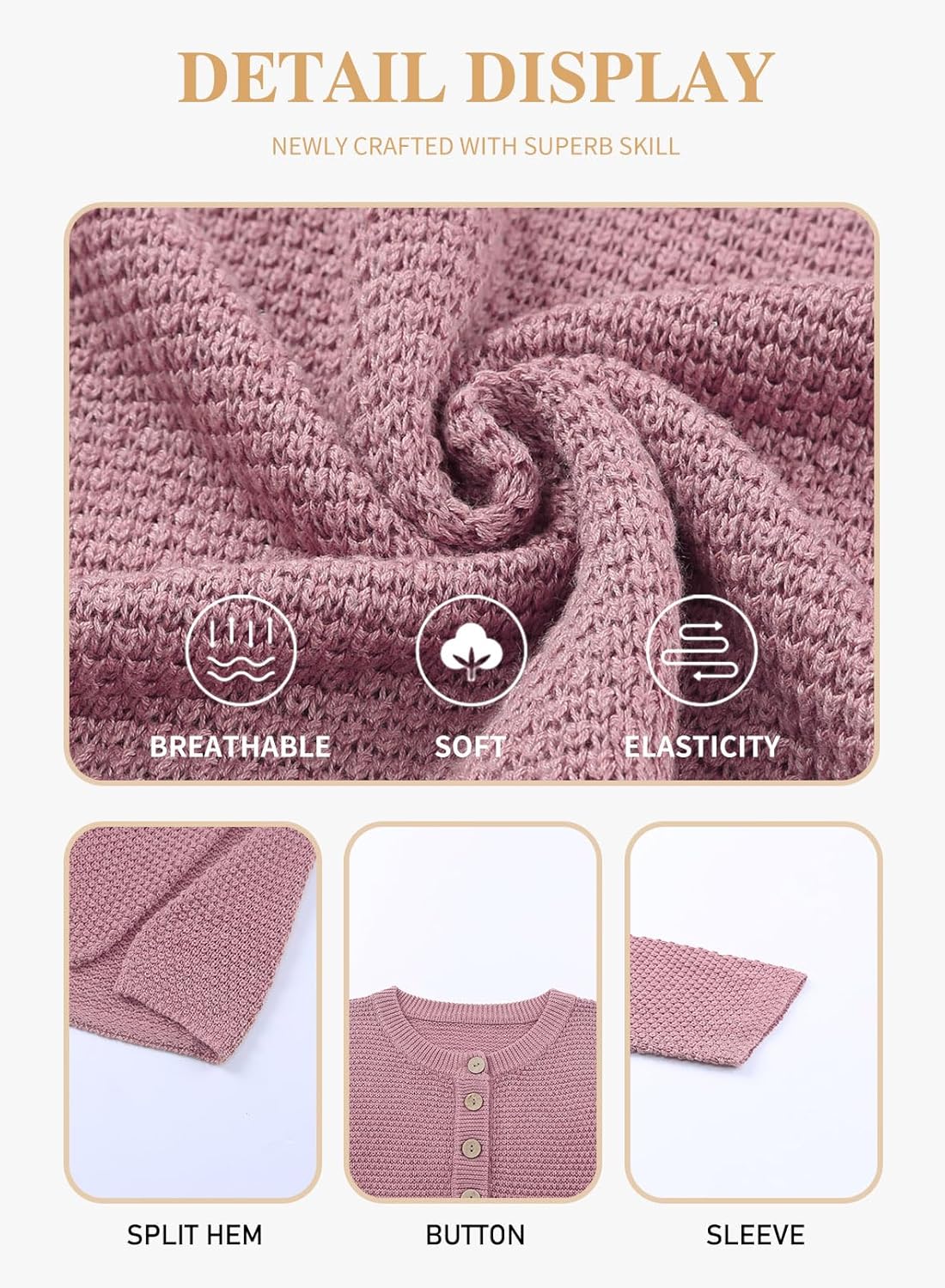 Womens Plus Size Sweaters Casual Long Sleeve Loose V Neck Button Henley Tops