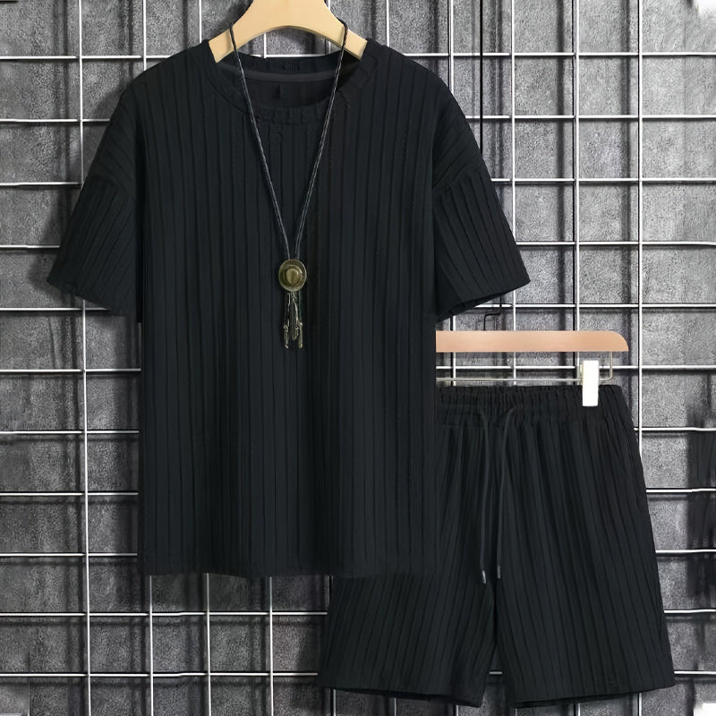 💕Men’s Summer 2-piece Set - Drop Shoulder T-shirt and Drawstring Shorts | Ultra-Breathable & Quick-Dry Fabric